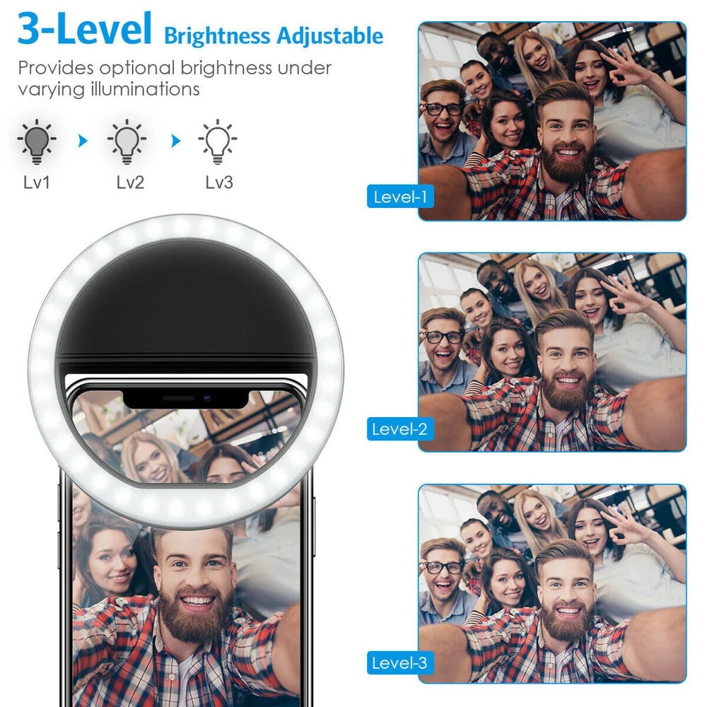 USB Rechargeable LED Selfie Ri - Photography Lighting Description review and price